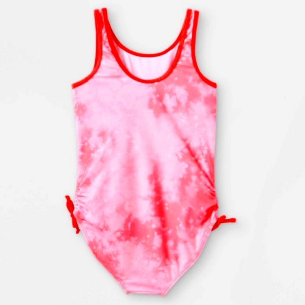 Disney Stitch Girl's One Piece Swimsuit Light Pink Tie Dyed Size  M(7/8)NWT - Picture 5 of 16